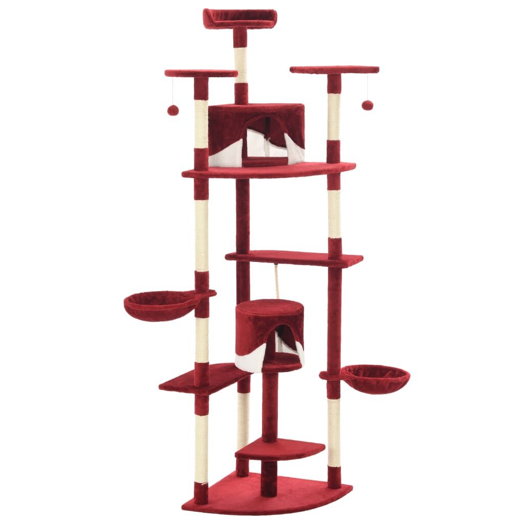 Vidaxl Rascador Para Gatos Con Poste De Sisal Rojo Y Blanco 203 Cm_2