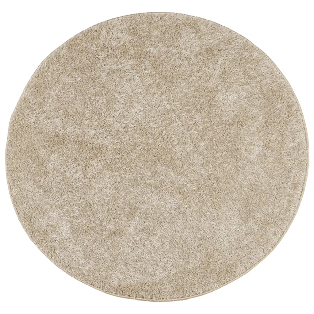 Alfombra Pelo Largo Aspecto Brillante Istan Beige Ø 120 Cm / Vetonek_0