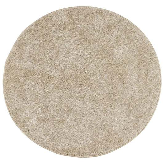 Alfombra Pelo Largo Aspecto Brillante Istan Beige Ø 120 Cm / Vetonek_0