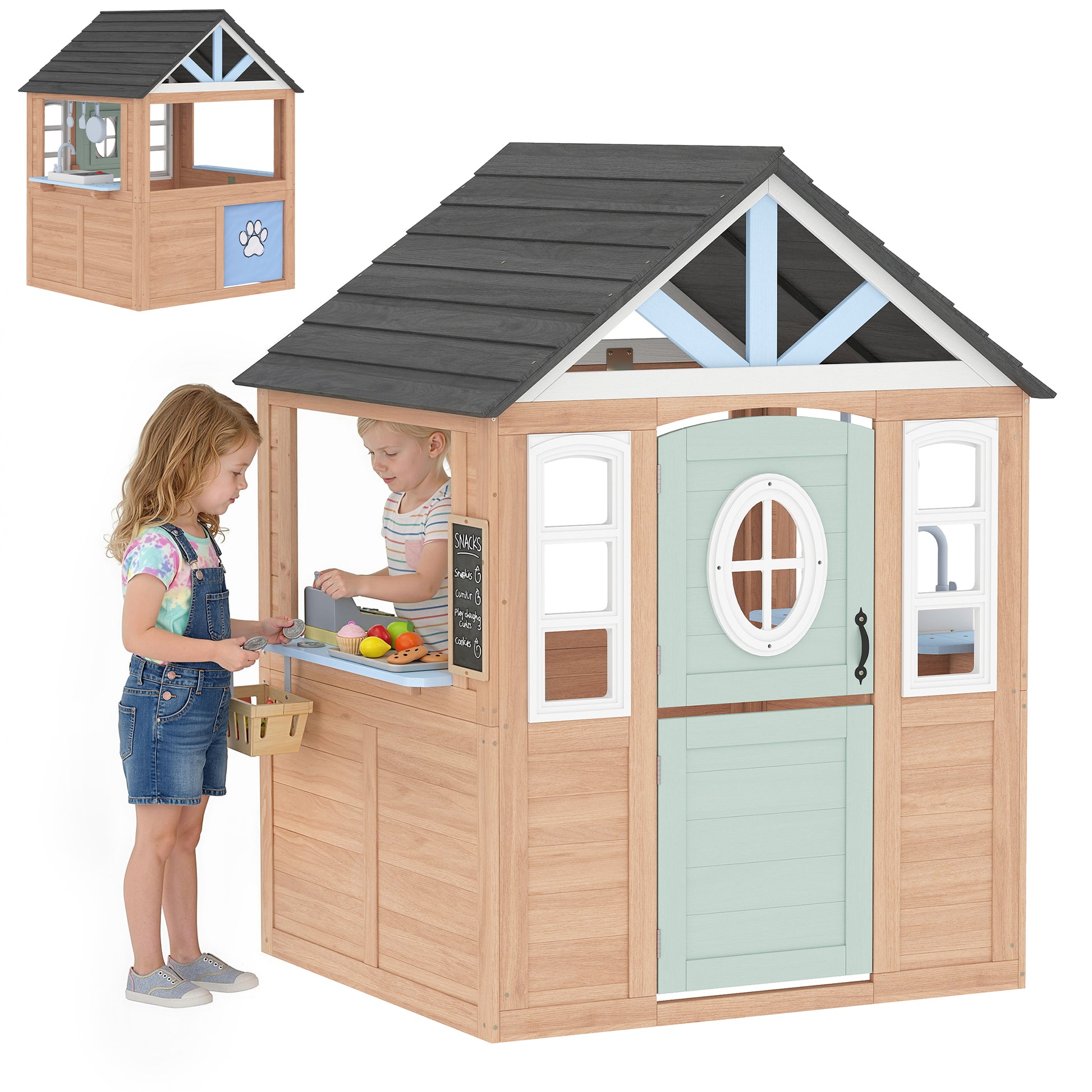 Aiyaplay Casita Infantil Exterior E Interior De Madera_0