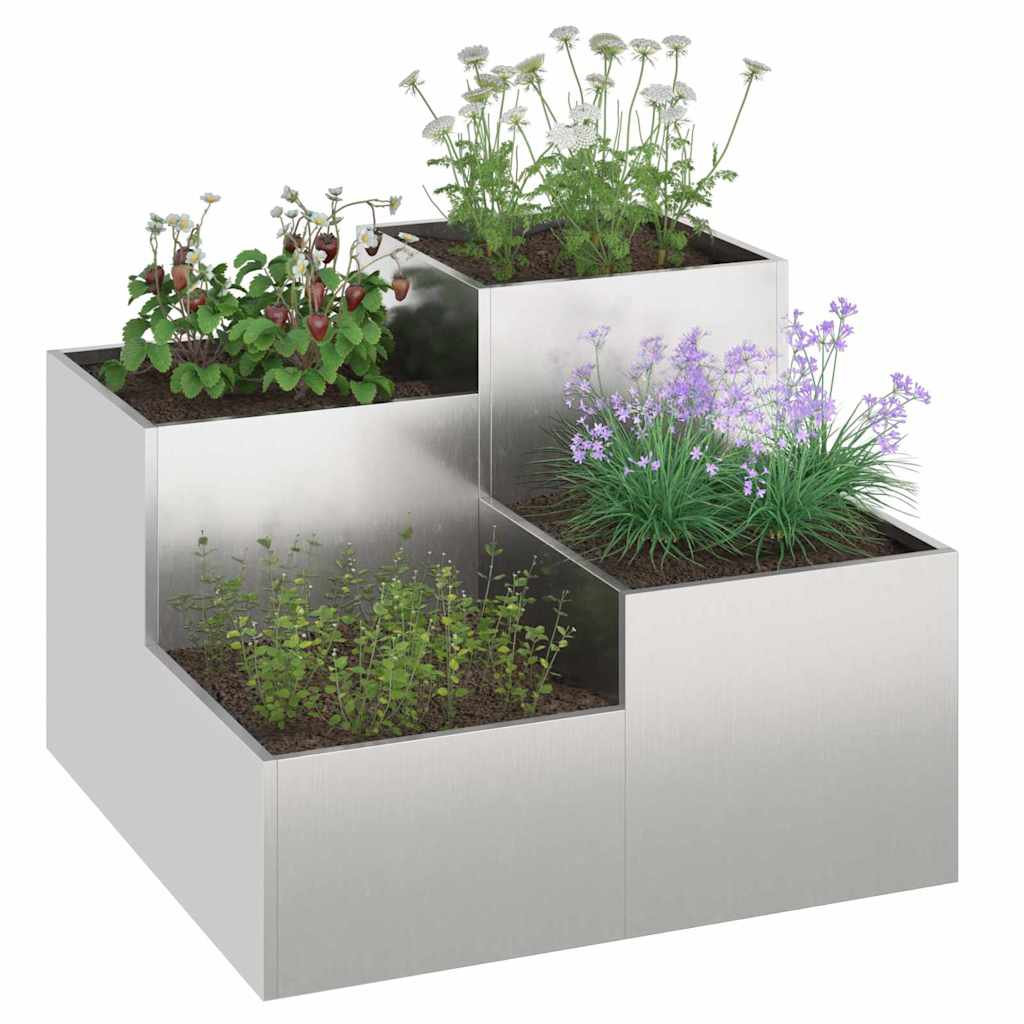 Maceta Para Jardín Plateado 80 X 80 X 60 Cm Acero Inoxidable_2