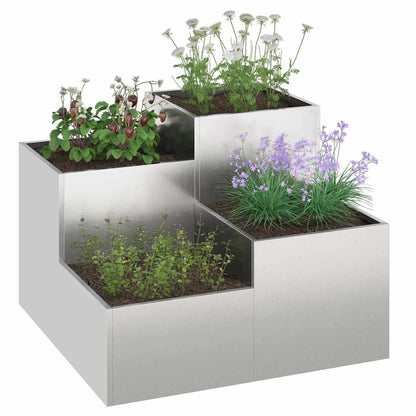 Maceta Para Jardín Plateado 80 X 80 X 60 Cm Acero Inoxidable_2