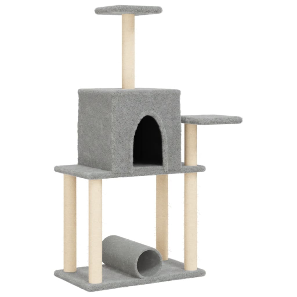 Rascador Para Gatos Con Postes De Sisal Gris Claro 122 Cm_0