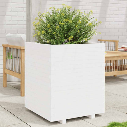 Jardinera Madera Maciza De Pino Blanco 60x60x72,5 Cm_1