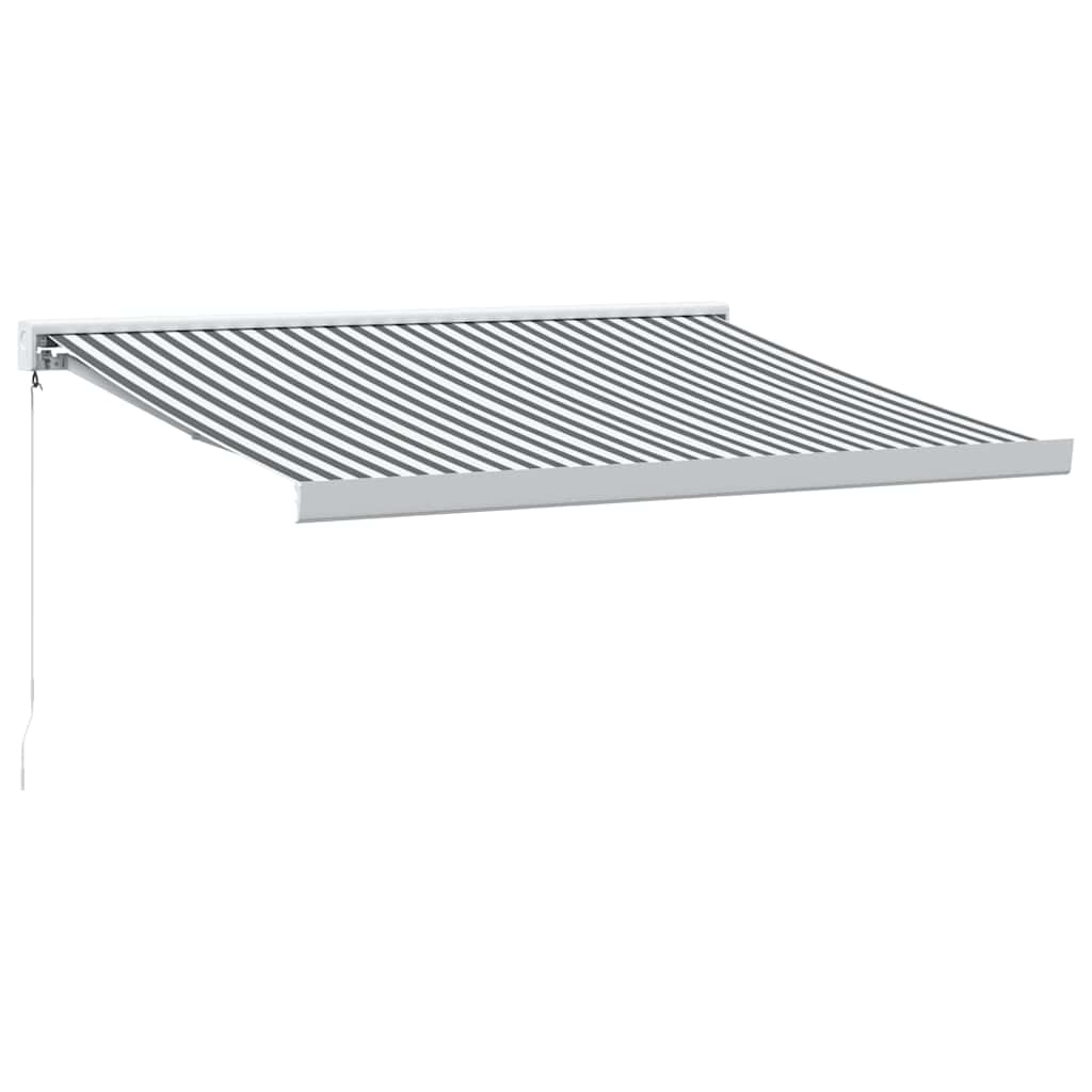 Toldo Retráctil Aluminio Y Tela Antracita Y Blanco 3,5x2,5 M_0