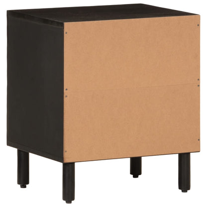 Mesita De Noche De Madera Maciza De Mango Negra 40x33x46 Cm_3