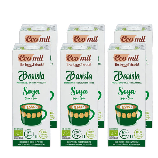 Pack 6x Bebida Vegetal Soja Barista baja en azúcar Ecomil 1 L