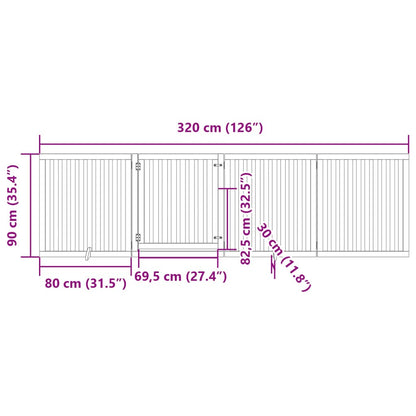 Vidaxl Puerta Para Perros Plegable 4 Paneles Madera Álamo Negra 320 Cm_2
