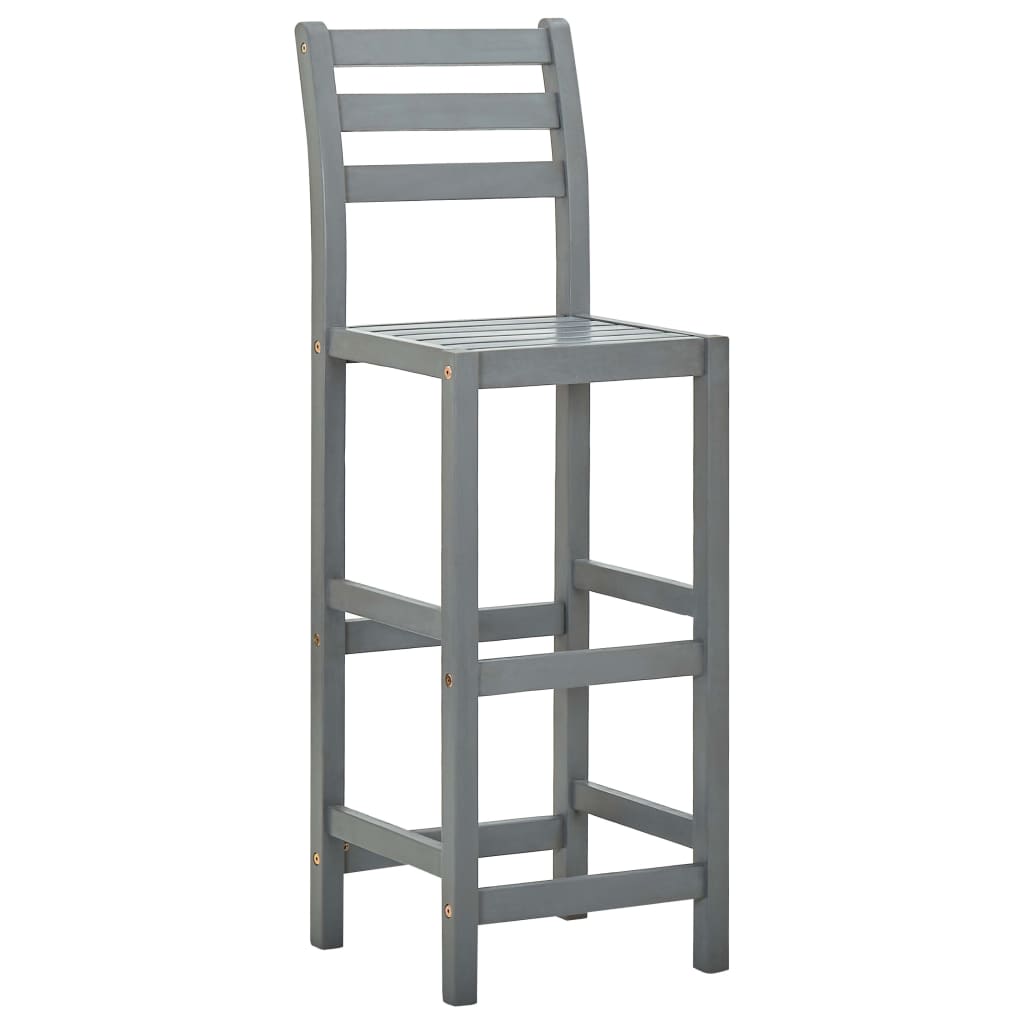 Taburetes De Cocina 4 Unidades Madera Maciza De Acacia Gris_0