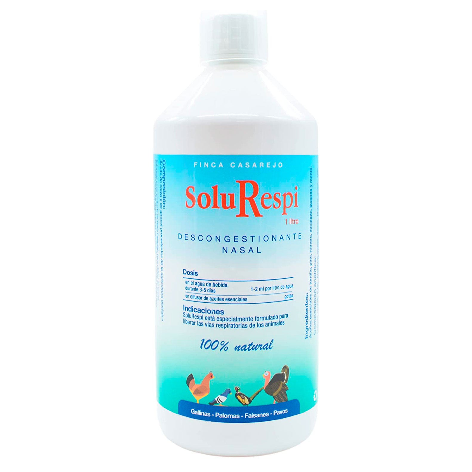 SoluRespi 1L - Solución líquida mentolada para gallinas - Apoyo nutricional en el resfriado de las aves - 100% natural_0