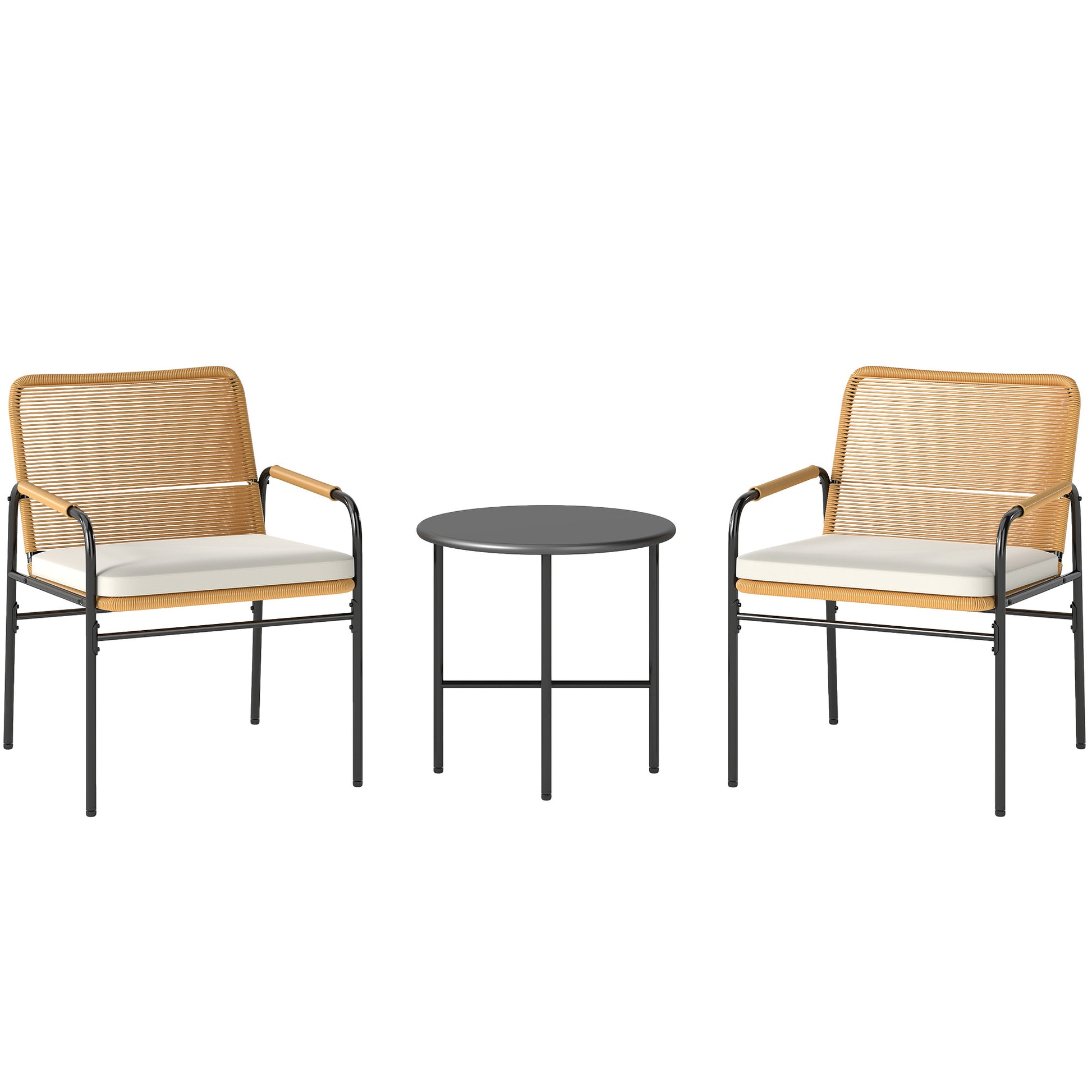 Outsunny Muebles De Jardín Con 2 Sillas Con Cojines Lavables Y Mesa Resistente_0