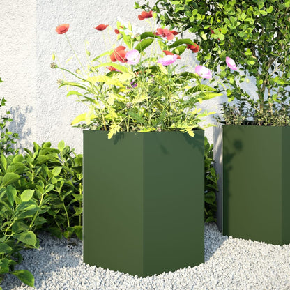 Jardineras Hexagonales 2 Uds Acero Verde Oliva 46x40x45 Cm_1