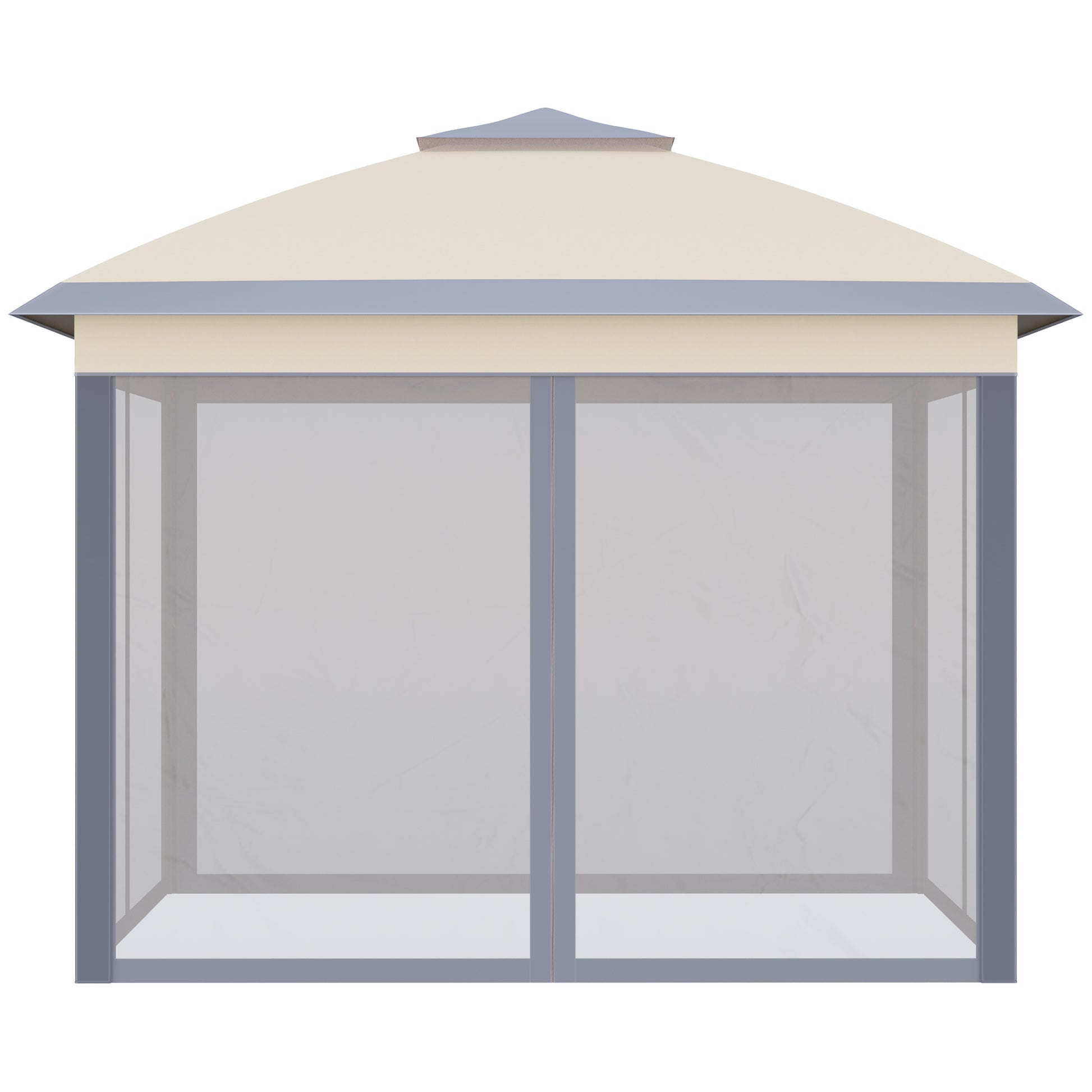 Outsunny Carpa Plegable 3,3x3,3 M Con Altura Ajustable Doble Techo Anti-uv Beige_3