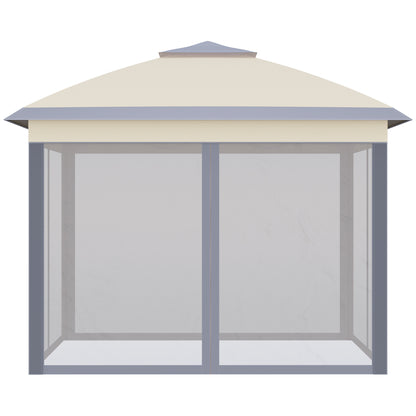 Outsunny Carpa Plegable 3,3x3,3 M Con Altura Ajustable Doble Techo Anti-uv Beige_3