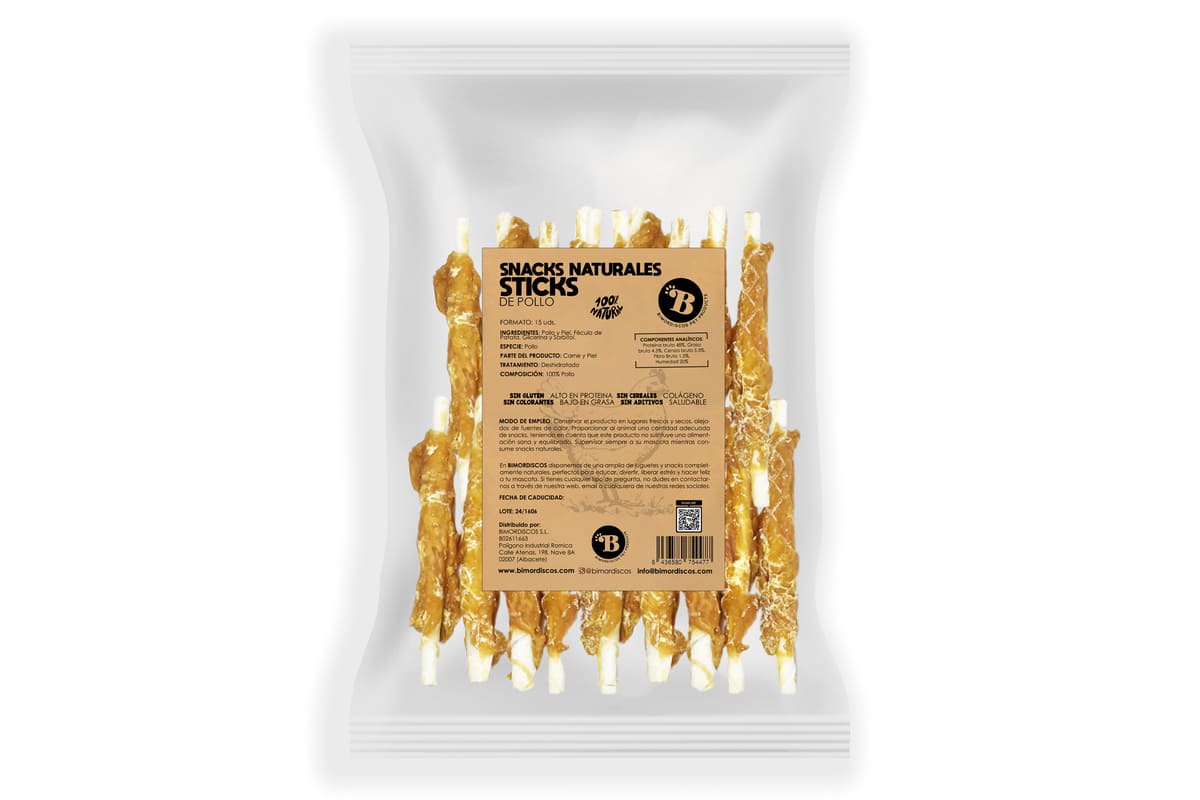 Bimordiscos Palitos De Piel De Ternera Enrollados Con Pollo Deshidratado. 5 Uds_2