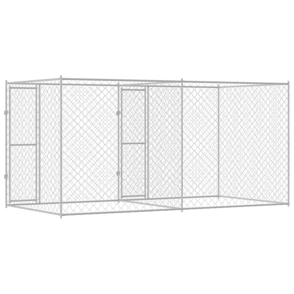 Jaula Para Perro Plateado 400 X 200 X 200 Cm Acero Galvanizado_5