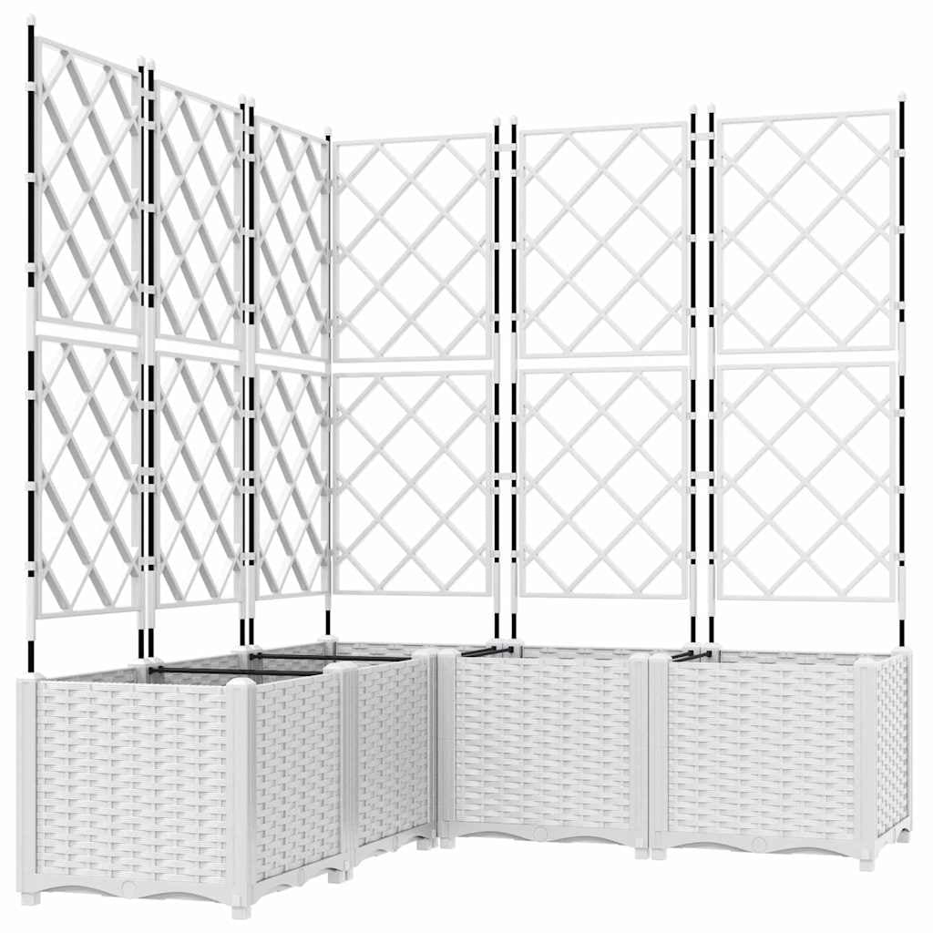 Vidaxl Maceta De Jardín Con Enrejado 5 Pcs Blanco 120 X 120 X 143 Cm_0