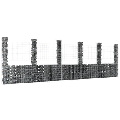 Cesta De Gaviones Forma De U 6 Postes De Hierro 620x20x200 Cm / Vetonek_0