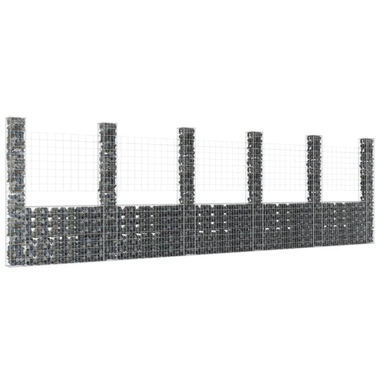 Cesta De Gaviones Forma De U 6 Postes De Hierro 620x20x200 Cm / Vetonek_0