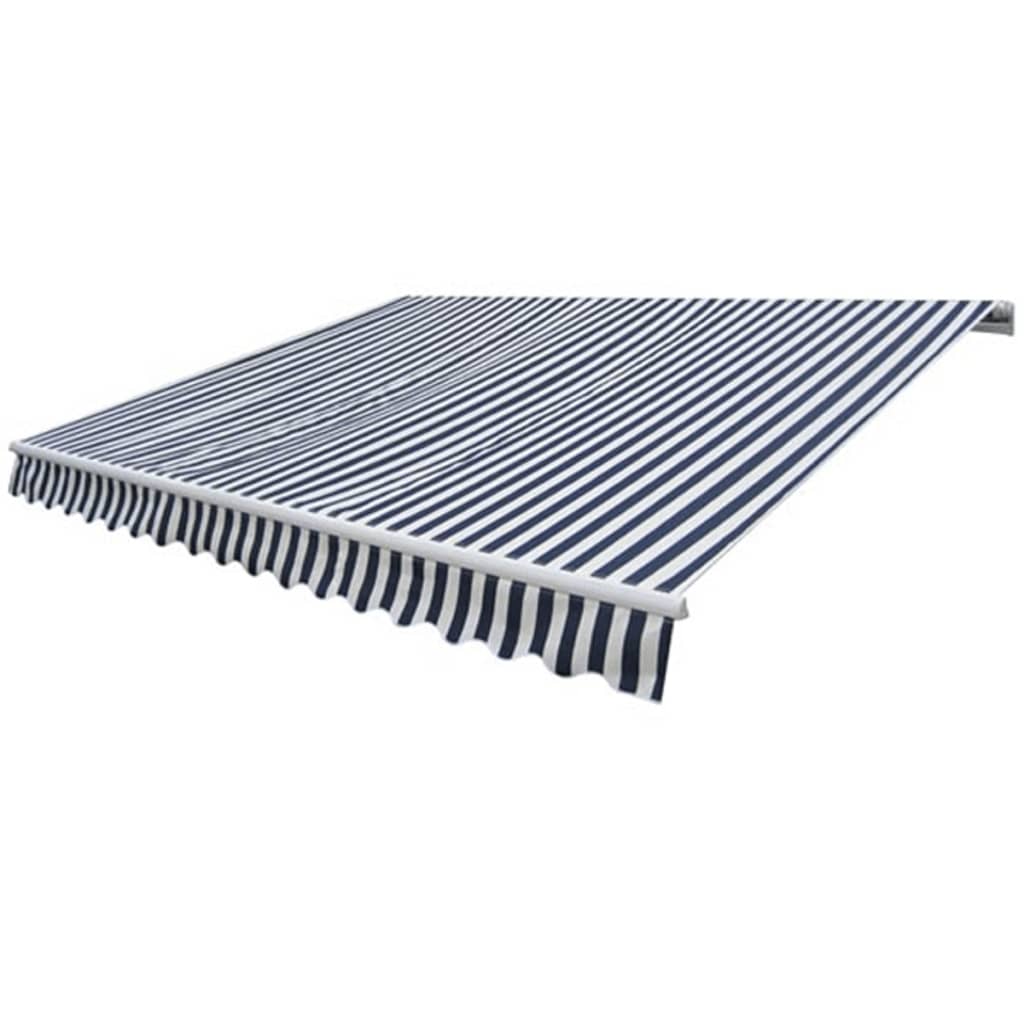 Toldo Plegable De Operación Manual 300 Cm Azul Y Blanco_0