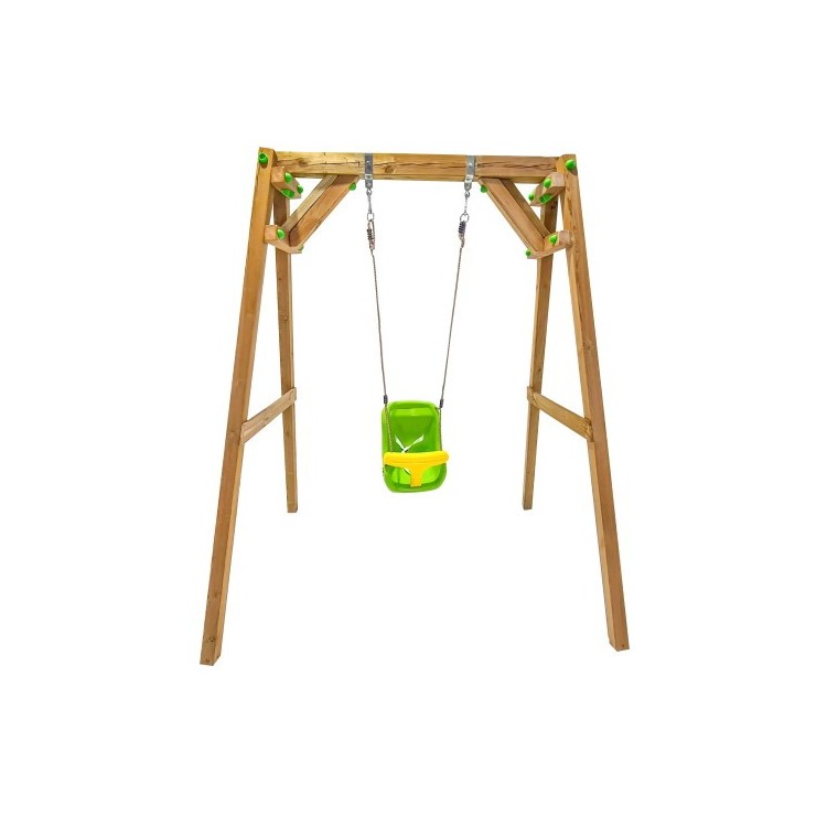 Columpio Individual De Madera Cuadrada Masgames Xylo Xl Con Asiento Bebe._0