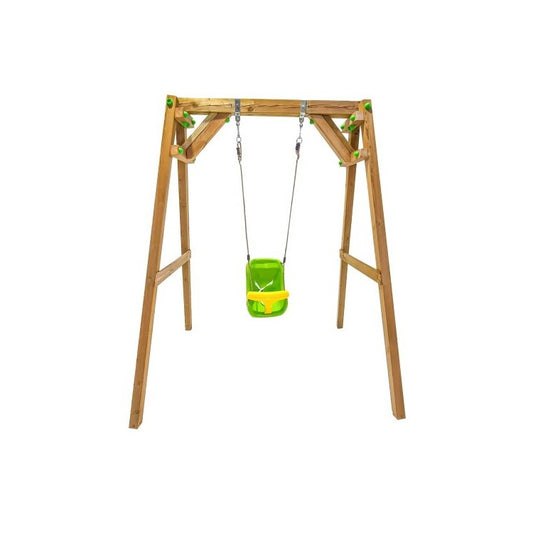 Columpio Individual De Madera Cuadrada Masgames Xylo Xl Con Asiento Bebe._0