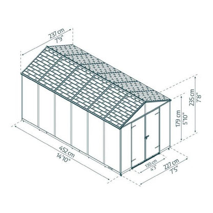 Cobertizo de jardín Rubicon 237x452 cm gris oscuro Canopia
