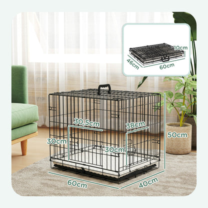 Pawhut Jaula Para Perros Con Cojín Bandeja Extraíble 60x45x50 Cm Negro Y Beige_2