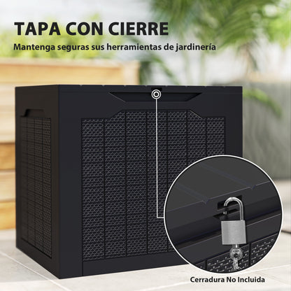 Outsunny Baúl De Almacenaje Exterior 97l Impermeable Con Asas Integradas Negro_5
