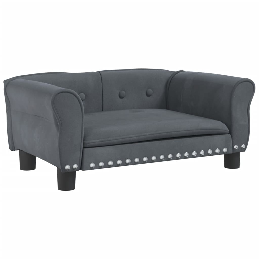 Cama Para Perros De Terciopelo Gris Oscuro 70x45x30 Cm / Vetonek_0