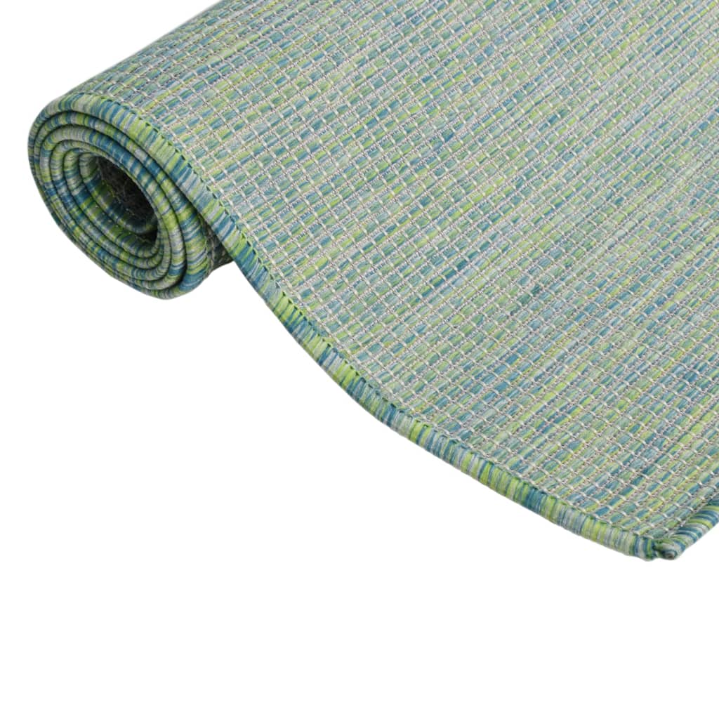 Alfombra De Exterior De Tejido Plano Turquesa 80x250 Cm_2