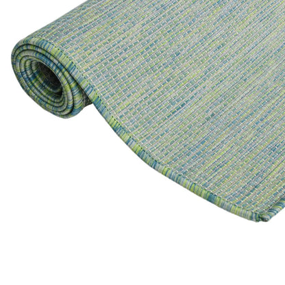 Alfombra De Exterior De Tejido Plano Turquesa 80x250 Cm_2