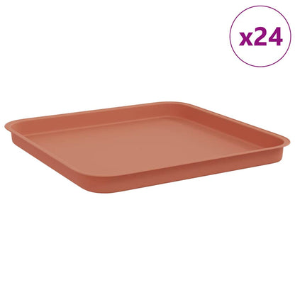 Bandeja Cuadrada Para Flores 24 Pcs Rojo Ladrillo Plástico_0