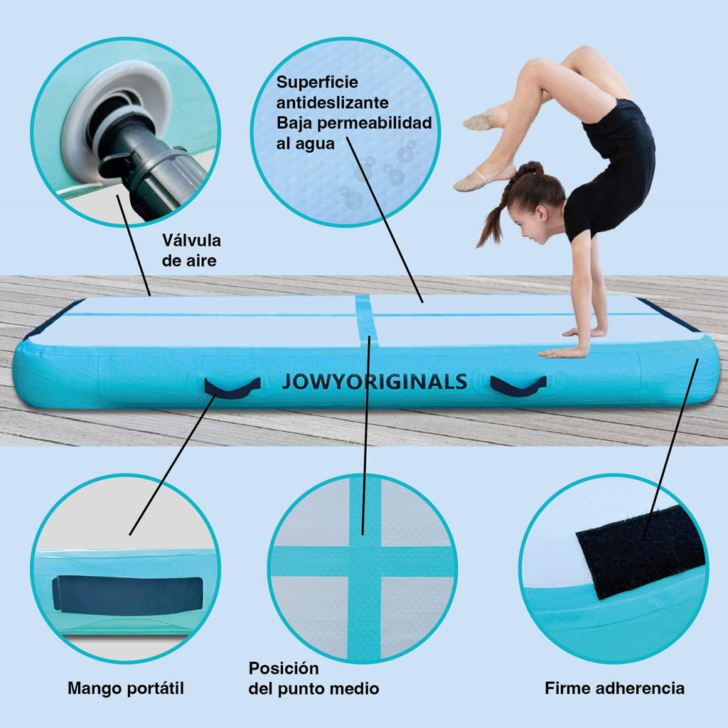Airtrack 200x100x20cm Colchoneta Inflable, Color Azul