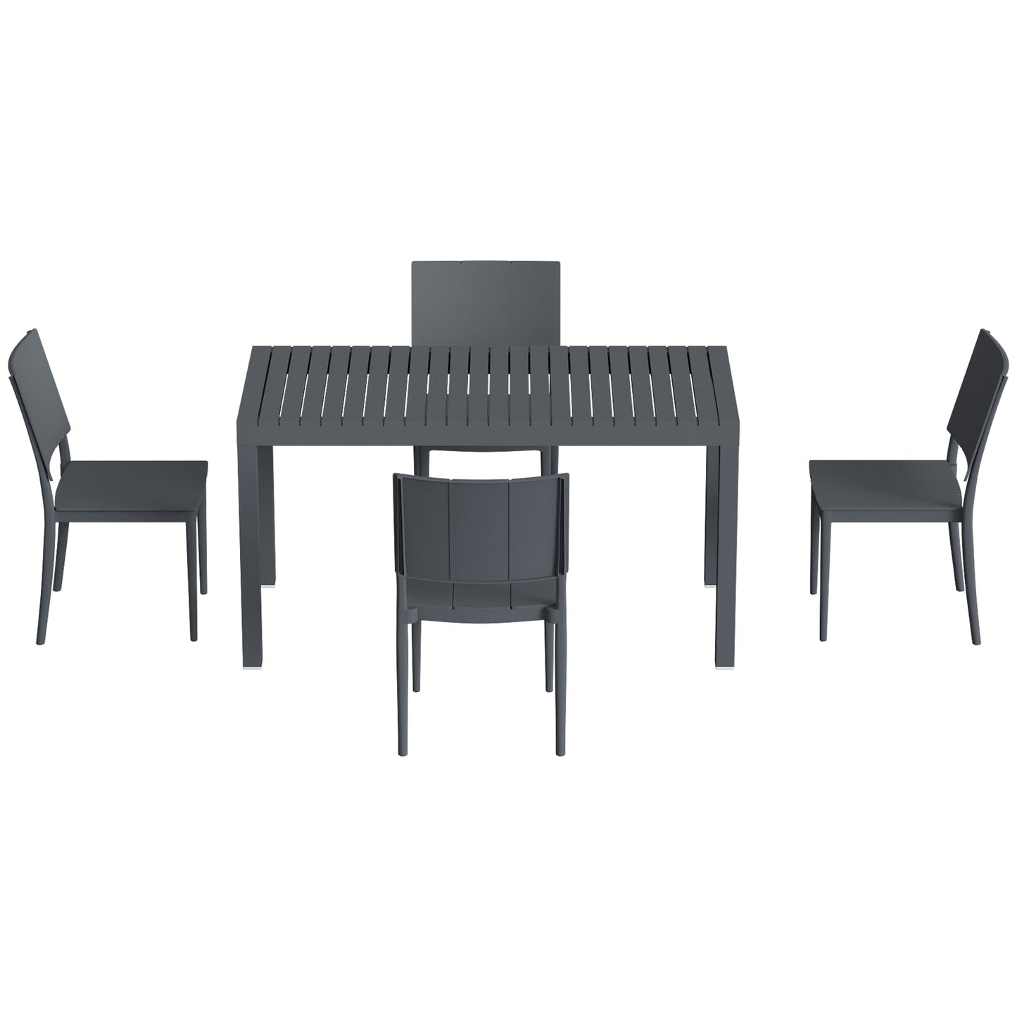 Outsunny Conjunto De Mesa Y Sillas Jardín De 5 Piezas Con Sillas Apilables Gris_4