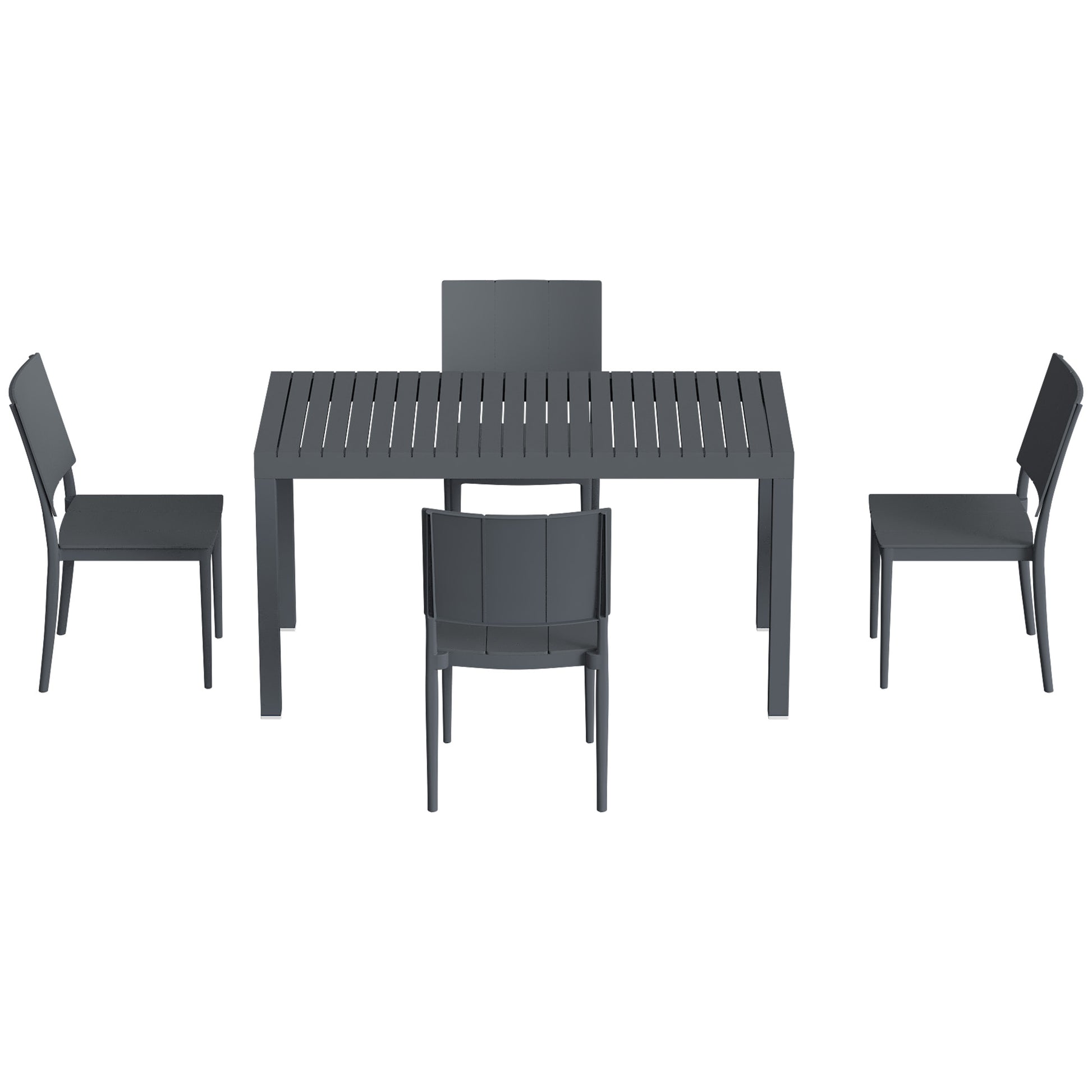 Outsunny Conjunto De Mesa Y Sillas Jardín De 5 Piezas Con Sillas Apilables Gris_4