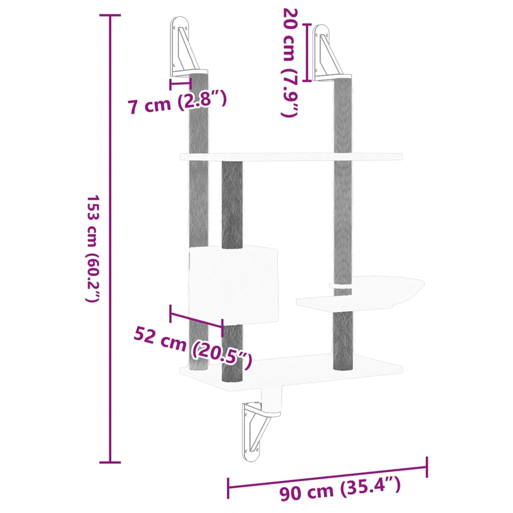 Vidaxl Árbol Rascador Para Gatos De Pared Crema 153 Cm_2