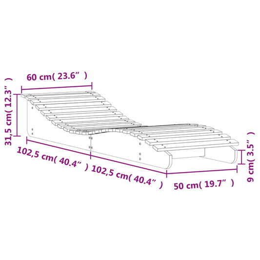 Tumbona De Madera Maciza De Pino Marrón Cera 205x60x31,5 Cm / Vetonek_0