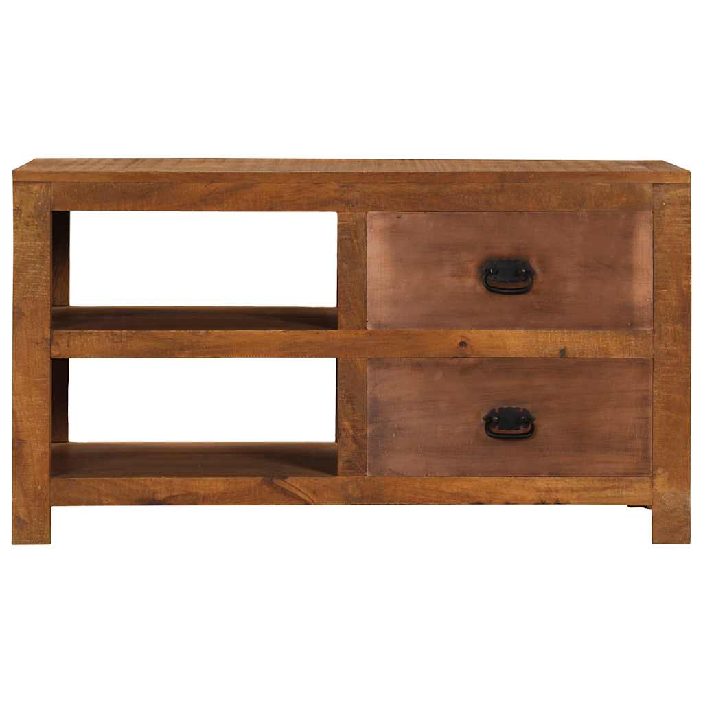 Mesa De Centro Con 2 Cajones Madera Maciza De Mango 90x40x50 Cm_2