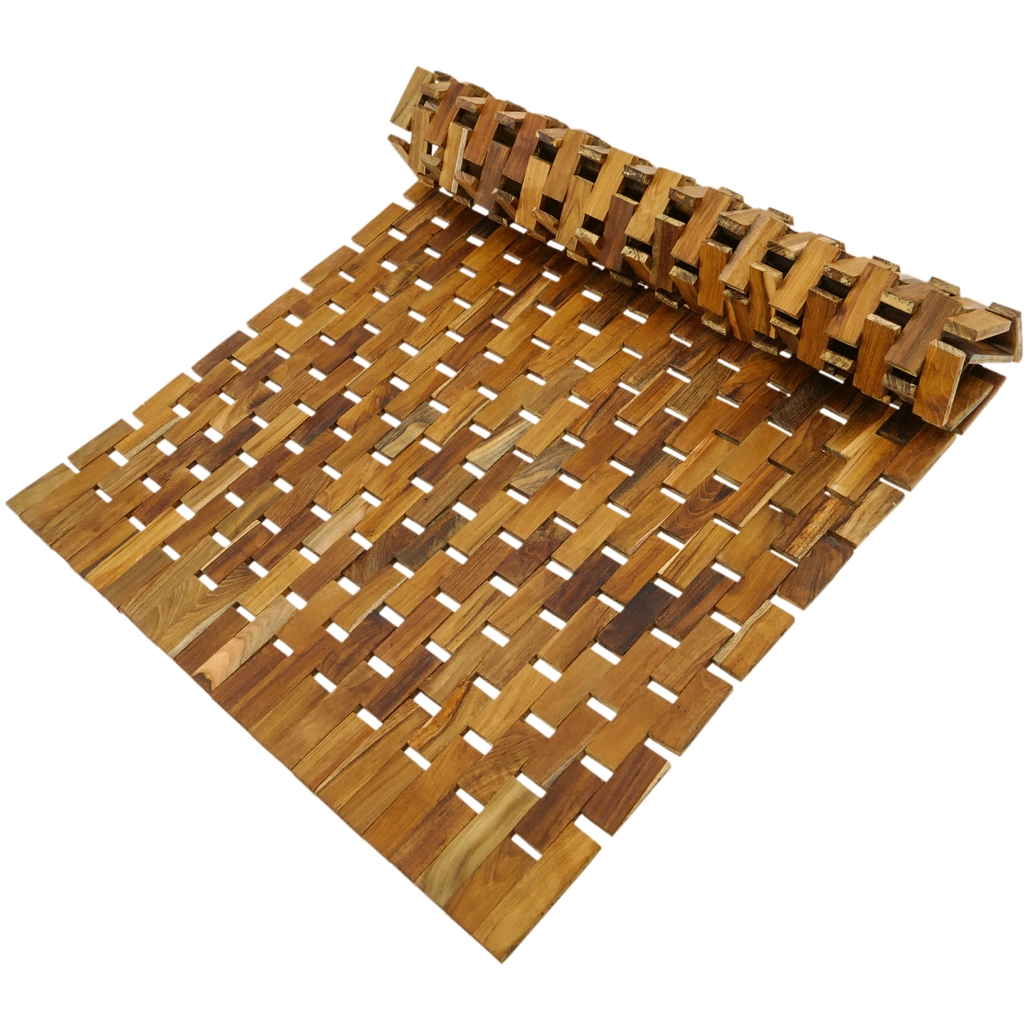 Tarima Alfombra Para Ducha Y Baño Enrollable 75 X 50 Cm De Madera De Teca Certificada_0