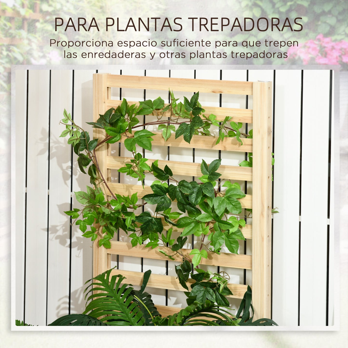 Outsunny Jardinera Con Celosía Para Plantas Trepadoras Y 2 Cajas De Cultivo_3