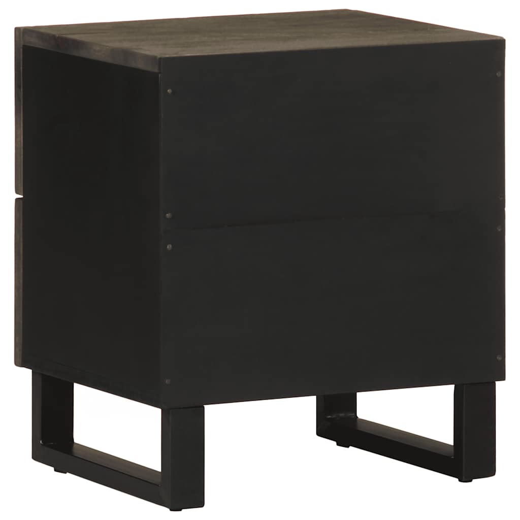 Mesita De Noche De Madera Maciza De Mango Negra 40x33x46 Cm_3