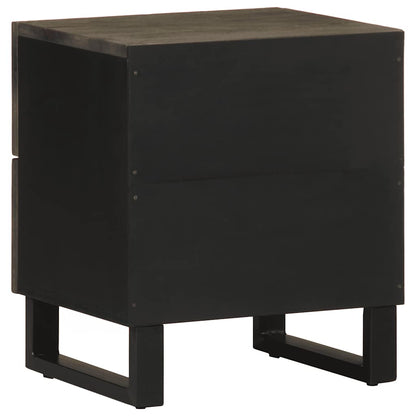 Mesita De Noche De Madera Maciza De Mango Negra 40x33x46 Cm_3