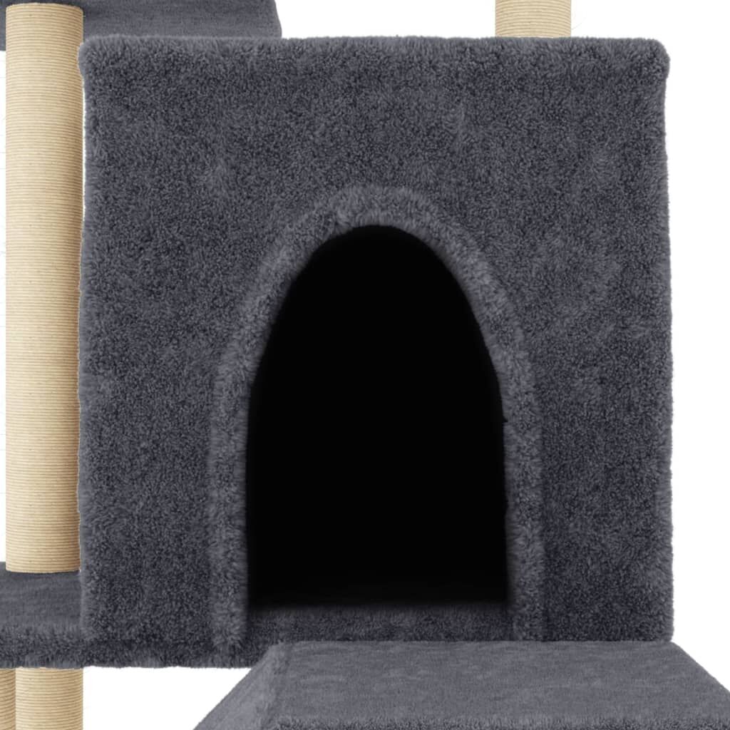 Vidaxl Rascador Para Gatos Con Postes De Sisal Gris Oscuro 110,5 Cm_4
