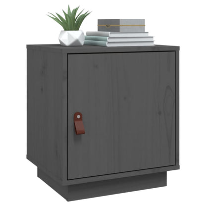 Mesitas De Noche 2 Uds Madera Maciza Pino Gris 40x34x45 Cm_2