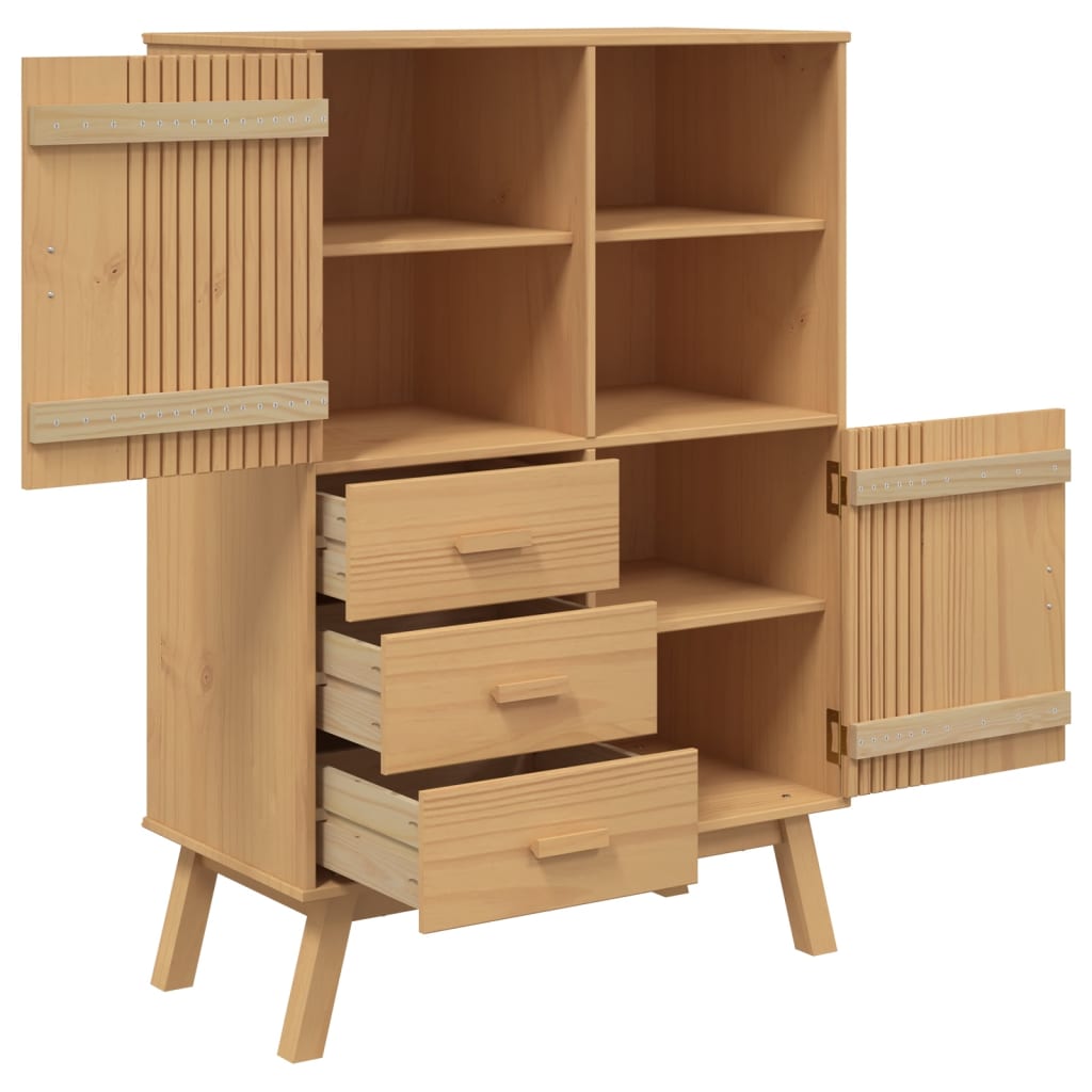 Aparador Olden Madera Maciza De Pino Marrón 85x43x125 Cm / Vetonek_3