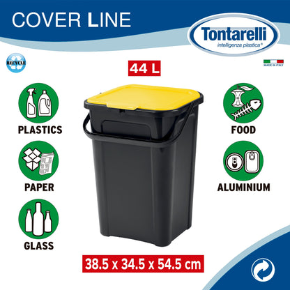 Cubo De Basura 44l cover Line Con Base Negra + Mango Ámbar_1