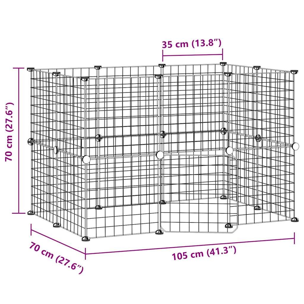 Vidaxl Jaula Para Mascotas De 20 Paneles Puerta Acero Negro 35x35 Cm_2