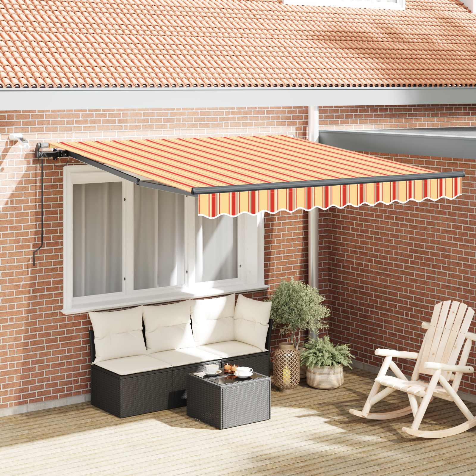 Toldo Retráctil Amarillo Y Naranja 350 X 250 Cm Poliéster_1