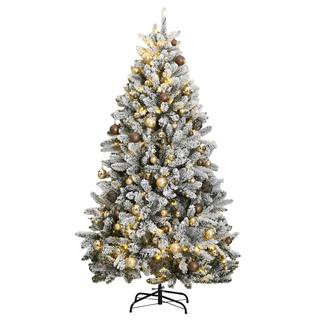 Vidaxl Árbol De Navidad Artificial Con Bisagras 300 Led Y Bolas 210 Cm_0